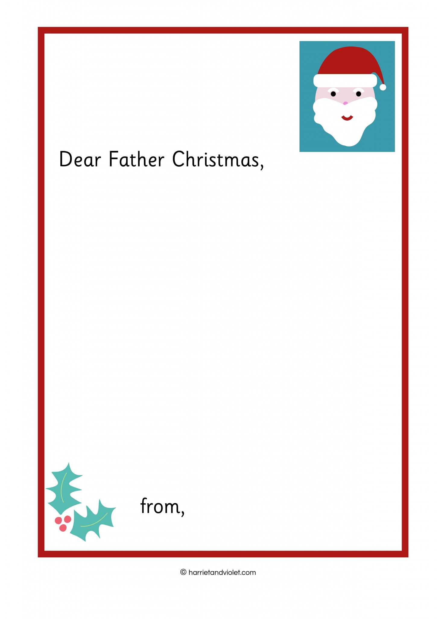 writing a letter to father christmas - printable teaching